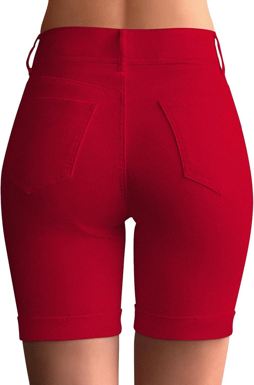 roswear Women's Mid Rise Skinny Butt Lifting Stretchy Bermuda Jeans Shorts - Image 2