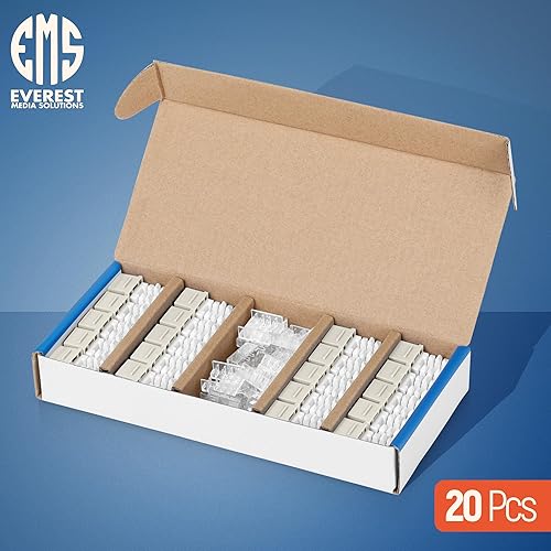 Miniatura 218 de Everest - Paquete de 10 conectores Keystone RJ45 Cat6 en ángulo de 90°, color blanco, conectores RJ45 hembra de perfil delgado, conector Keystone