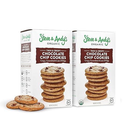 Steve and Andys - Galletas crujientes y crujientes con chispas de chocolate naturales saludables y orgánicas galletas sin gluten para postre sin