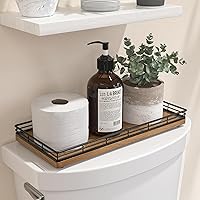 Focusonit Acacia Wood Toilet Tank Tray 13" - Back of Toilet Organizer Basket for TP, Perfume, Makeup, Candles - Versatile Vanity Counter Decor