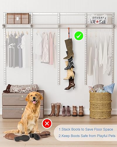 Miniatura 2 de Allgawise Ganchos para botas de armario con 6 clips, organizador de zapatos, ahorrador de espacio, organizador alto para botas para mujeres y