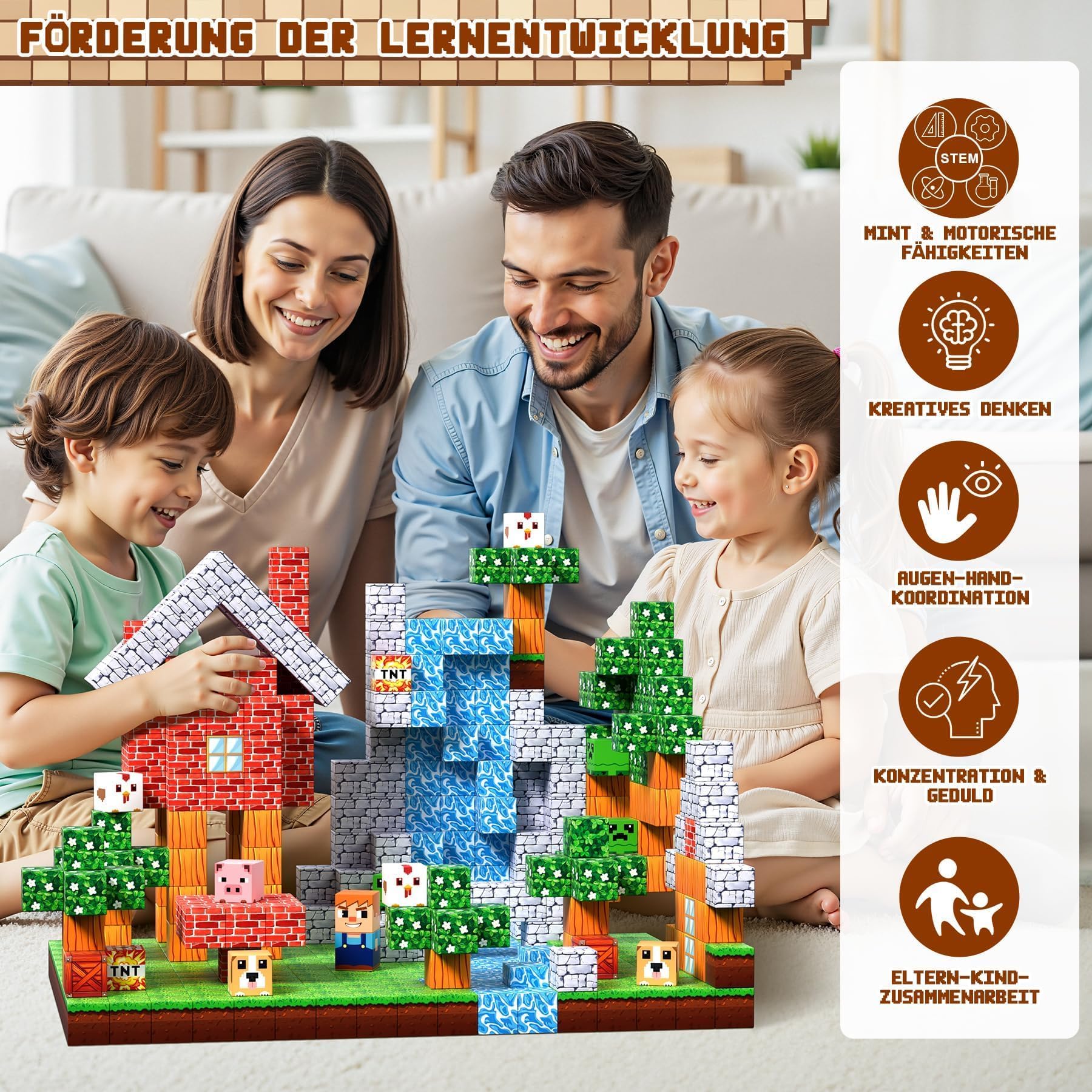 Pourbibi Costruzioni Magnetiche per Bambini,Giocattolo Educativo Montessori,Giochi Magnetici per Bambini 3 4 5 6 7 8 9 10 Anni,Regali di Compleanno 3-10 Anni