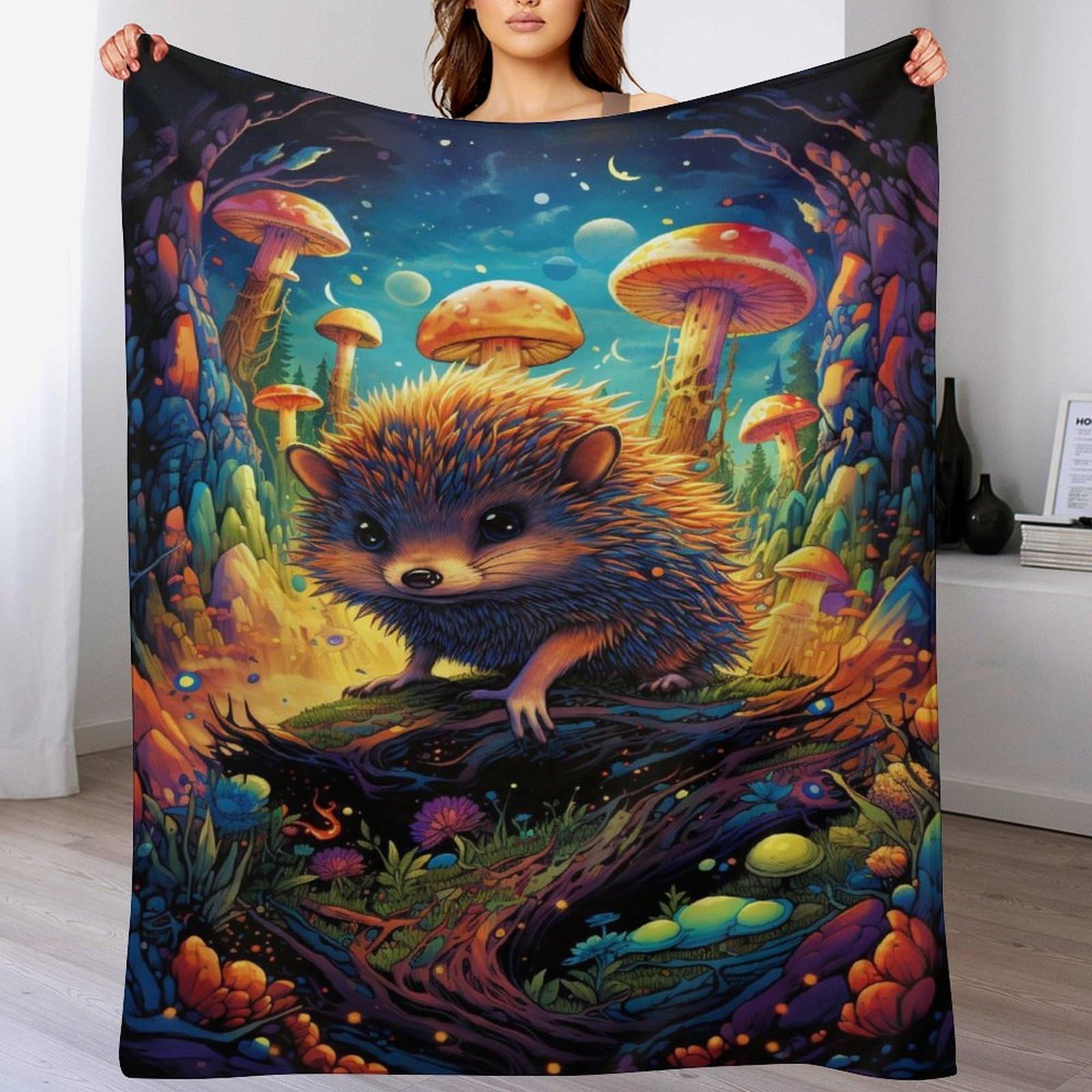 Couverture hérisson anti-froid en flanelle douce et légère pour le canapé