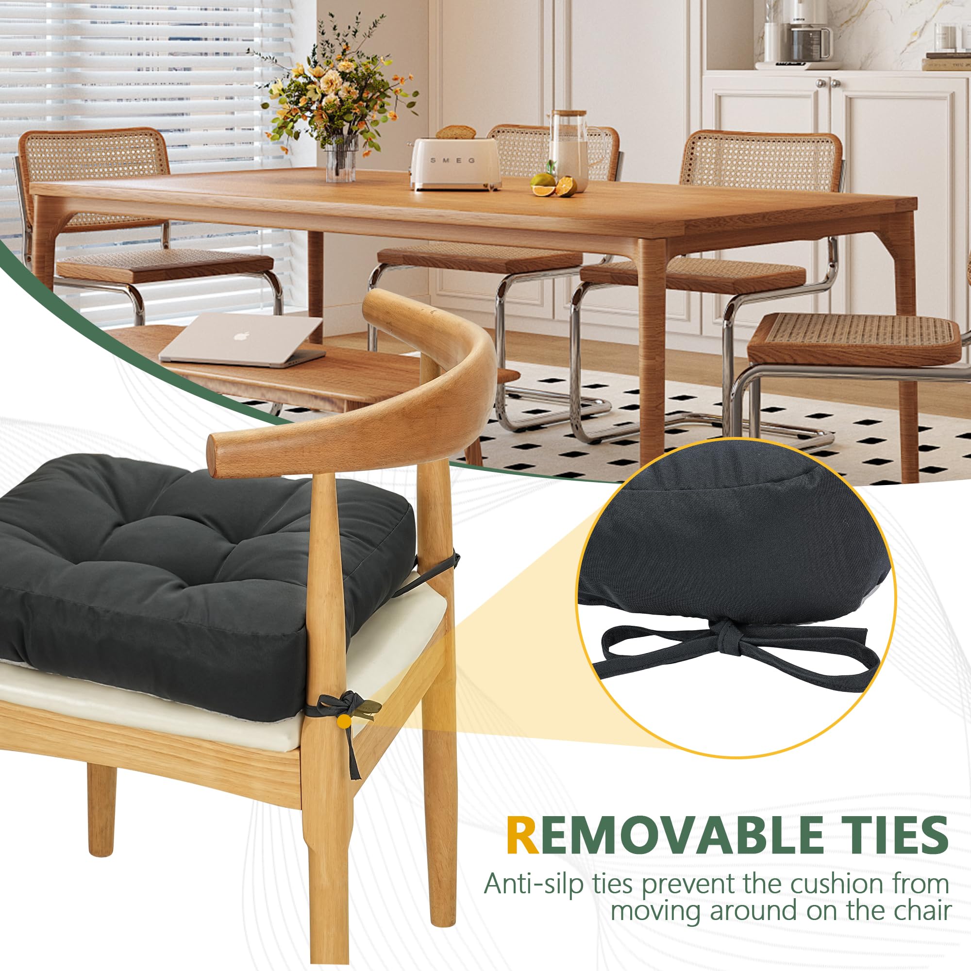 Naga Bahna Chair Cushions for Dining Chairs 2 Pack - Thickened 3.5