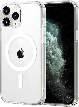 Ehr. iPhone 11 Pro Max Uyumlu MagSafe K l f, Kamera Korumal , Magsafe Wireless  arj  zellikli, Airbag Tasar ml , Darbeye Dayan kl  Kristal  effaf Silikon K l f