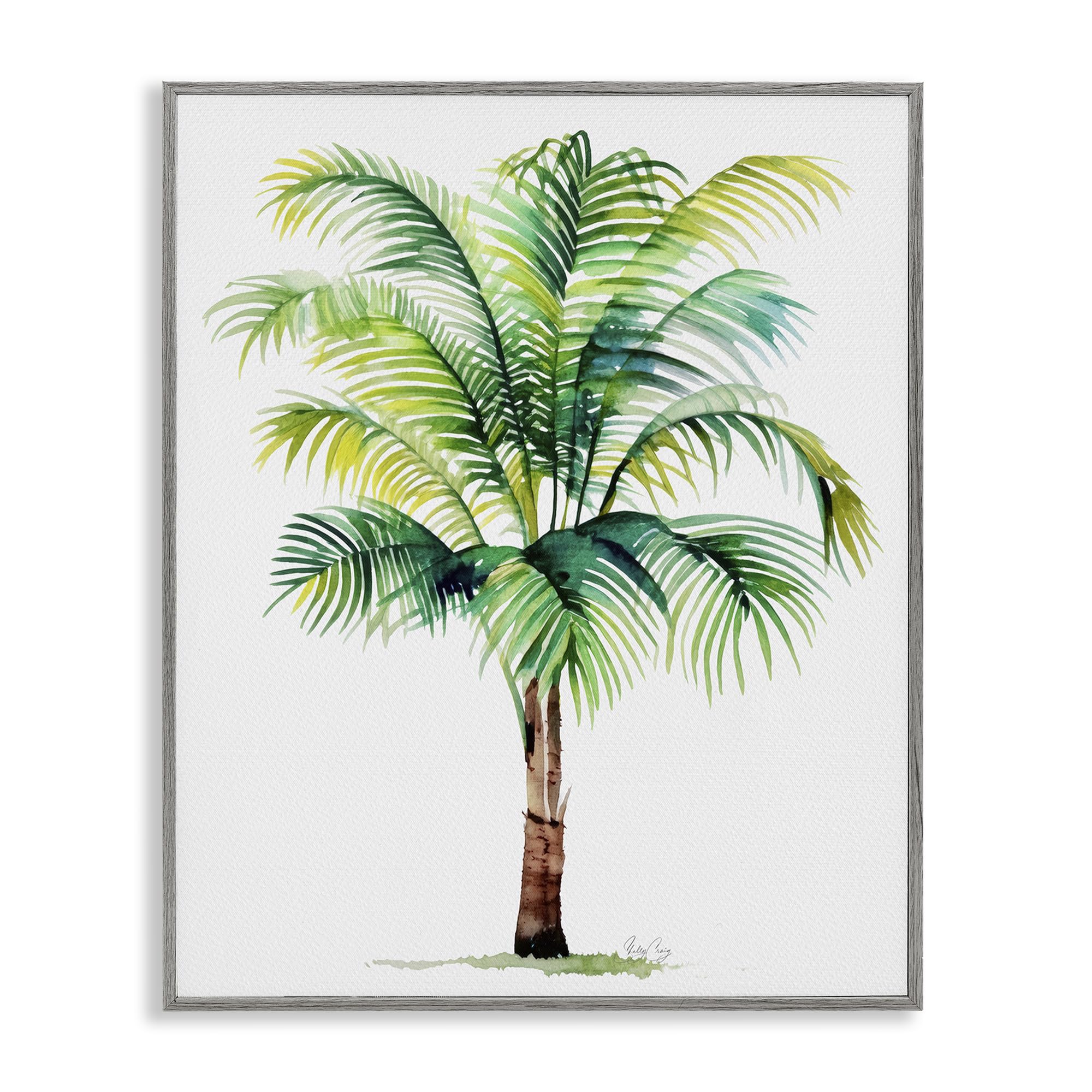 Stupell Industries Farmhouse Gray (Textured) 'Breezy Fronds Palm'| Framed Giclee Art