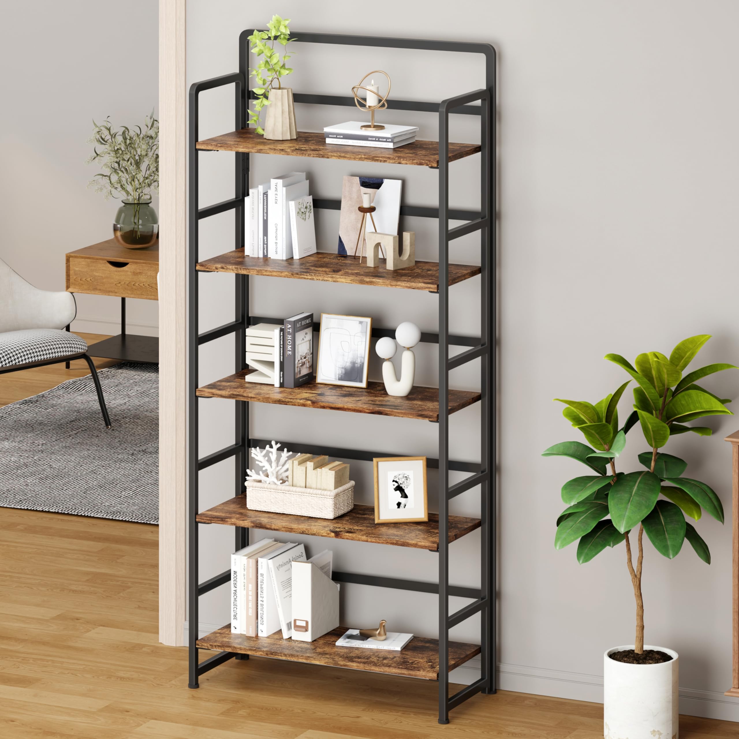 BHG No Assembly Folding Bookshelf For Living Room,Collapsible Book Shelf For Home - View #9