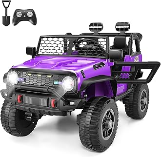 HikoleXXL Ride on Truck Cars, 2 Seater Kids Jeep, 24V Power Cars Wheels, Battery Operated Car, 4 Big Treaded Tires, Multi-Terrain Traction, One Start Button, 3 Speeds, Music, Bluetooth, Purple