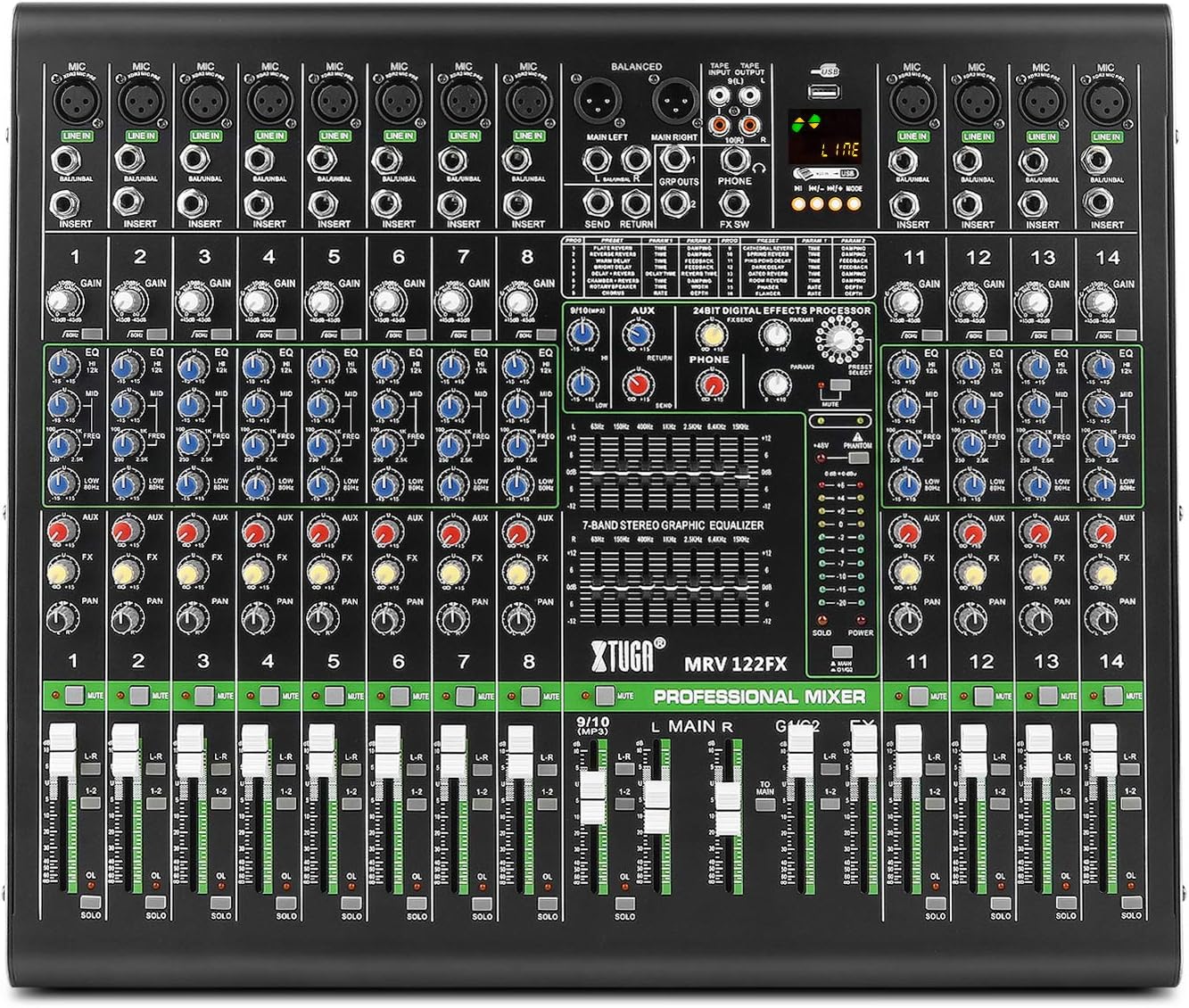 XTUGA MRV122FX detailed view of channel controls