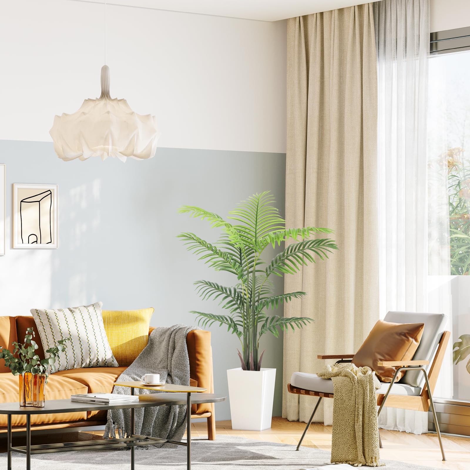 YOLEO Grandes Plantes artificielles en Pot - 120 cm - Palmier Artificiel - Décoration pour Salon, Balcon, Chambre à Coucher, Bureau