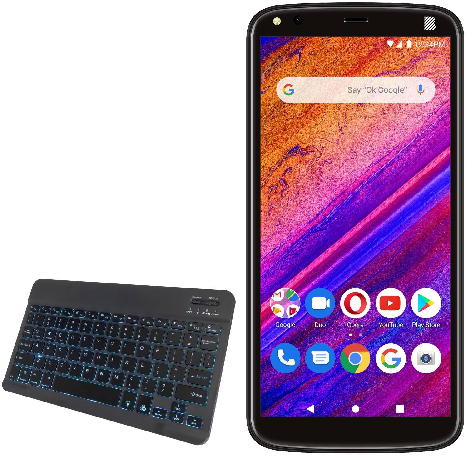 BoxWave Keyboard Compatible with BLU G5 - SlimKeys Bluetooth Keyboard - with Backlight, Portable Slim LED 7 Colors - Jet Black