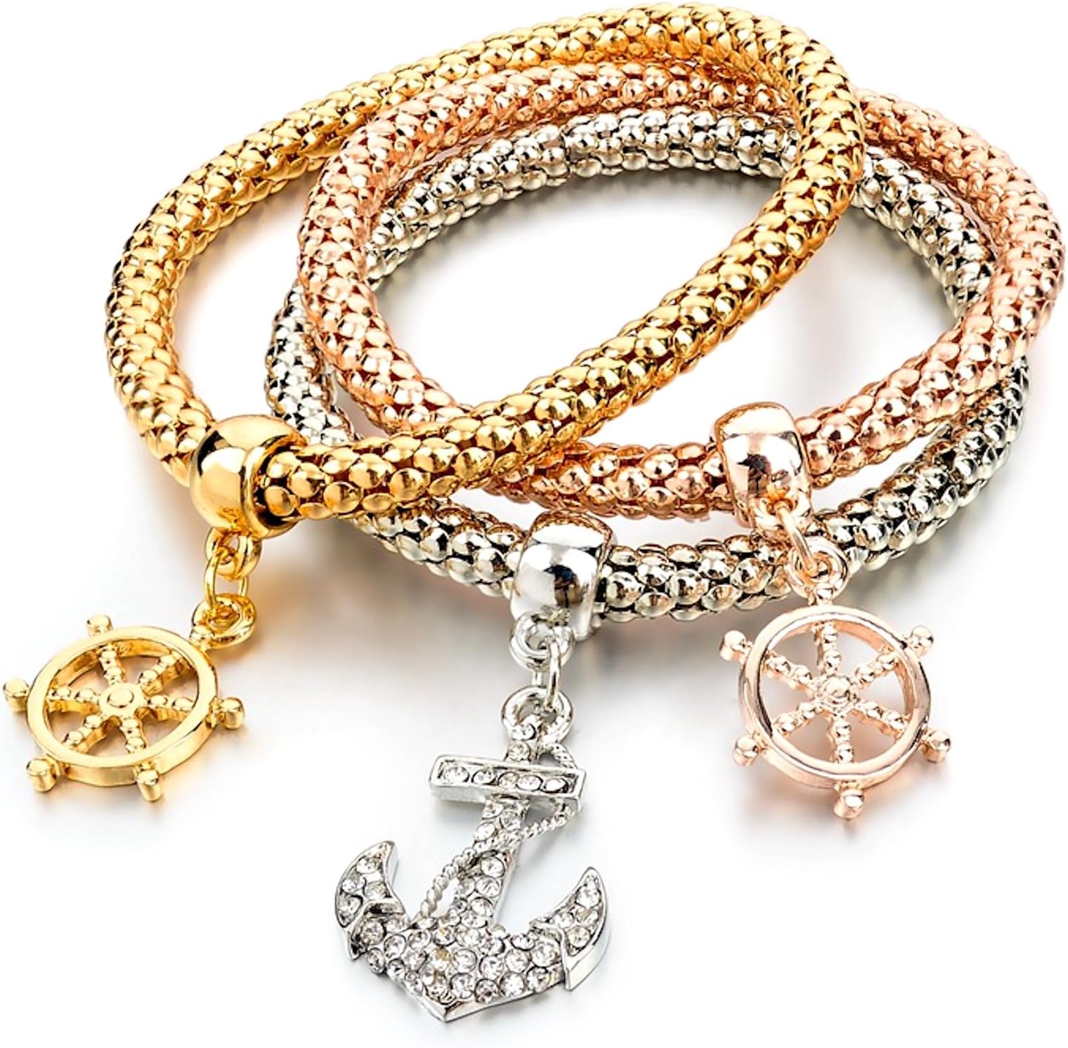 Pearl & Swarovski Crystal Stylish Charm Bracelet for Women-Girl-Ladies Heart-Love Dangling Fashion Jewellery.