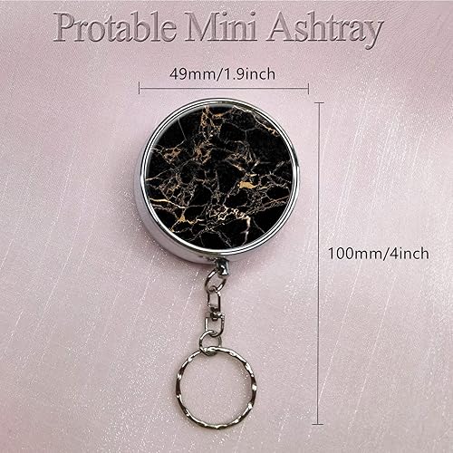 Miniatura 2 de Cenicero de bolsillo portátil, llavero circular de metal con apagador, soporte personalizado para cenicero para uso cómodo al aire libre (mármol
