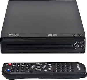 Craig CVD512a Compact DVD Player with Remote in Black | Compatible with DVD/DVD-R/DVD-RW/JPEG/CD-R/CD-RW/CD | Progressive Scan | Multilingual Supported |