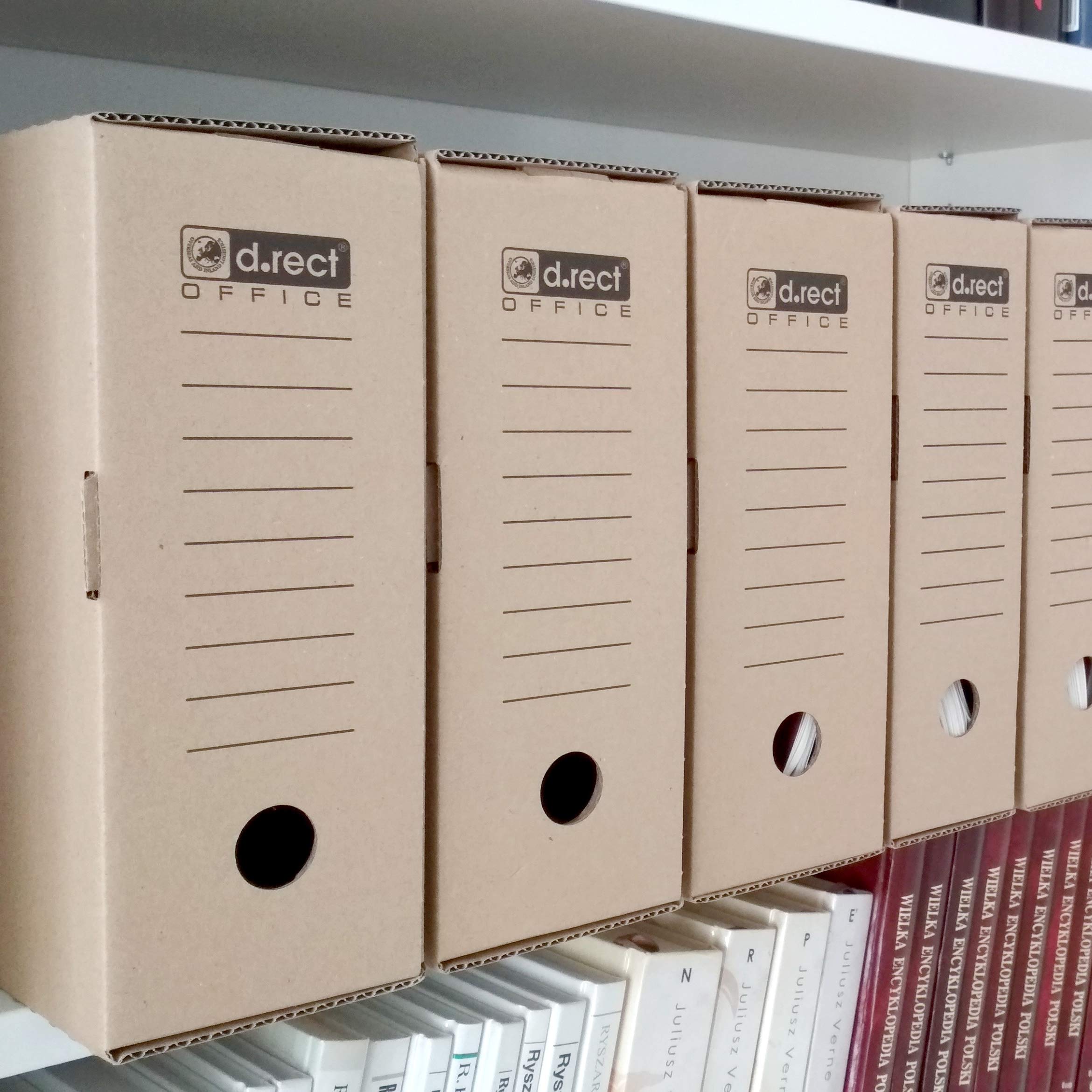 D.RECT KEEP.IT Lot de 4 Boîtes D’archive A4 100 mm – Carton sans Acide 390 g/m² – Avec Poignées de Transport – Certifié FSC