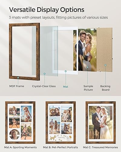 Miniatura 6 de SONGMICS Marco de fotos tamaño A4 para decoración de pared, juego de 2, marcos de fotos de 4 x 6 pulgadas para escritorio, fotos de 8 x 10, 8 x 12 o