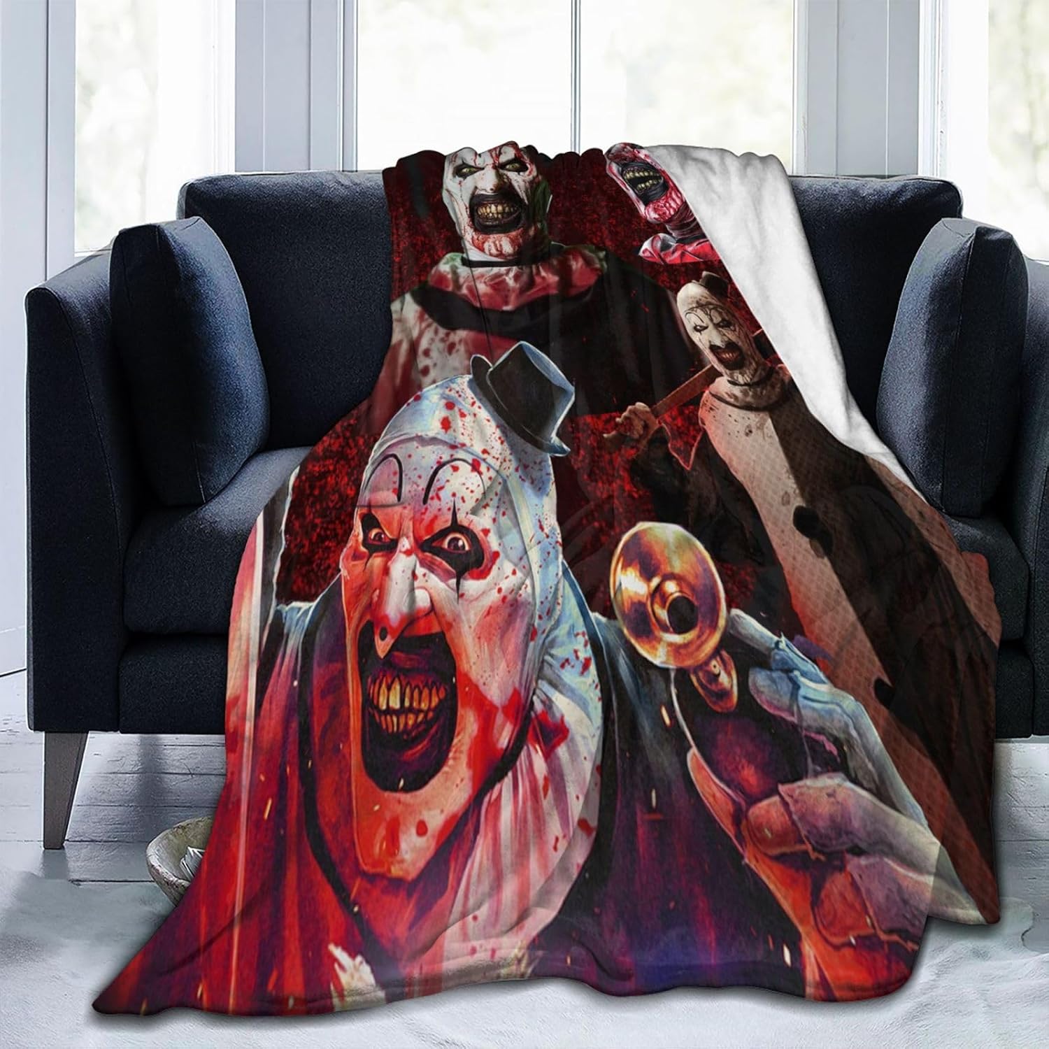 Terrifier 2 Kids Adults Ultra-Soft Micro Fleece Blanket Throw All Season Fuzzy Lightweight Throw Blankets for Office Company Home Couch Bed Sofa 60"X50"