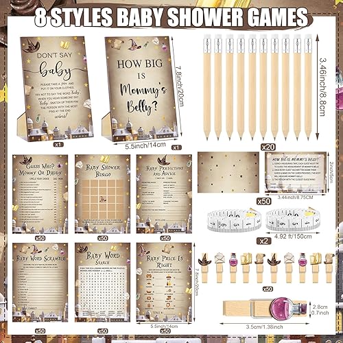 Miniatura 3 de Juego de 426 Piezas de Juegos de Baby Shower con Temática de Mago Mágico - 8 Juegos, Incluye Bingo de Baby Shower, Precio, Adivina Quién, Sopa
