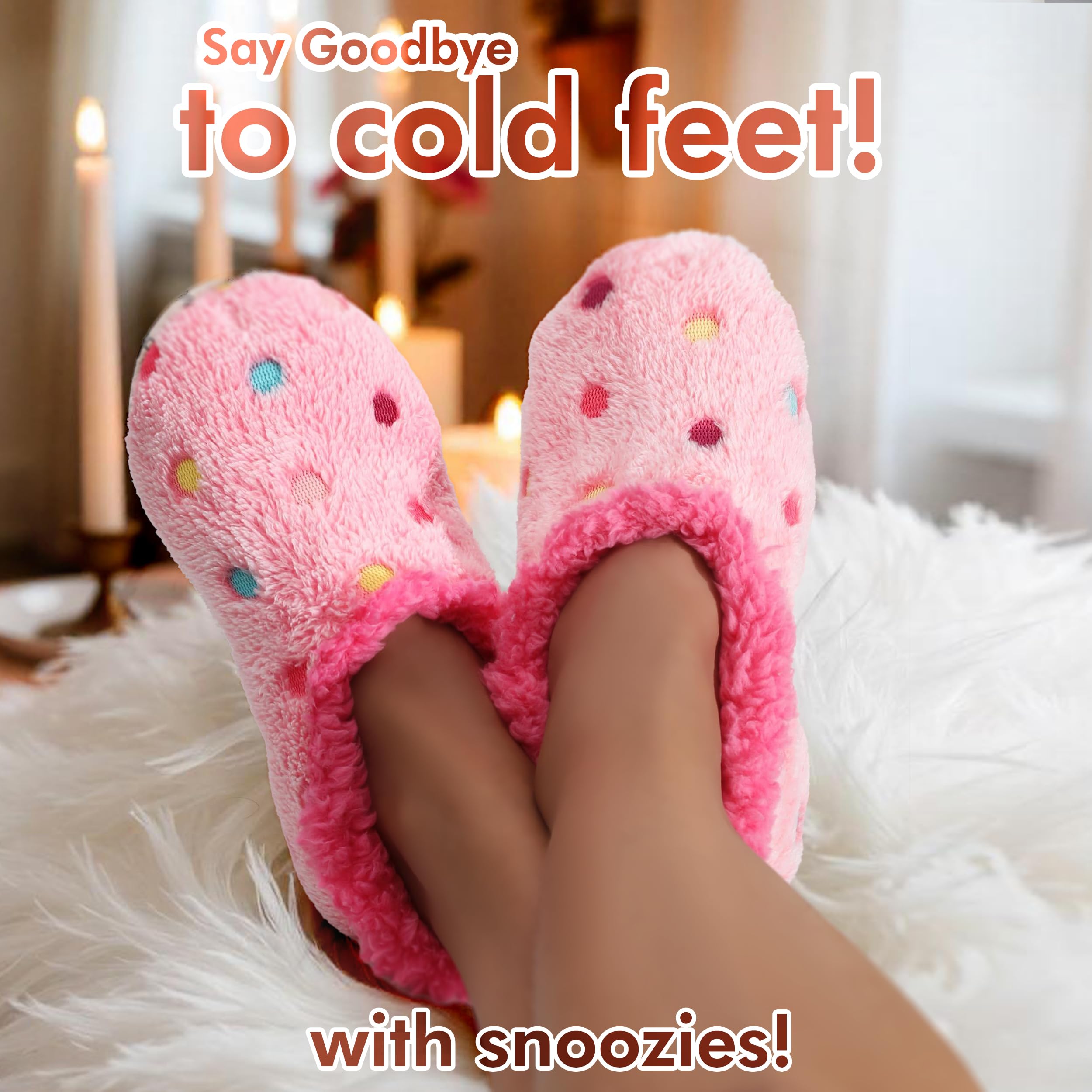 Snoozies Slipper Socks, Women's Lotsa Dots, Pink, Medium