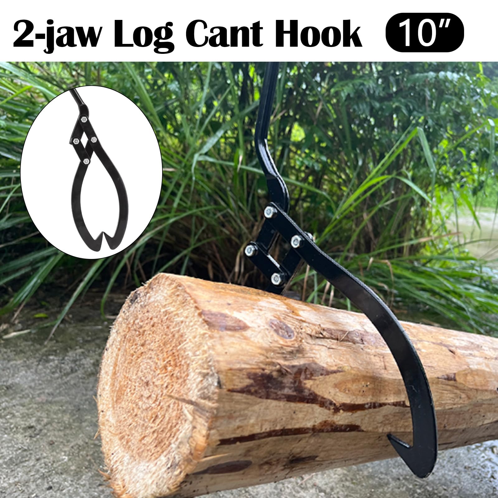 Forst Holzzange, 10 Zoll Holzgreifer Forstzange Vorlieferzange Lang Handpackzange Packzange für Holz Zange Holzgreifer Schleppzange Langer Griff 90° Hilfswerkzeug zum Heben Kleinere Baumstämme