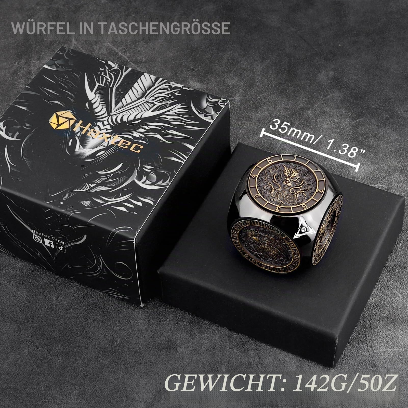 Haxtec Spinner Würfel 7-in-1 Metall DND Würfelset – Einzigartiger Würfelspinner für Goblin-Metall D&D Würfel, perfekt für Dungeons and Dragons & DND-Geschenke – Dice King