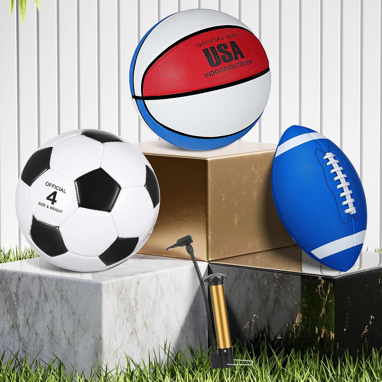 Libima 3 Pcs Sports Ball Set for Kids Teens Include Official Size Basketball Soccer Football with Pump and Carry Bag Training Practice Sport Back to School Gift