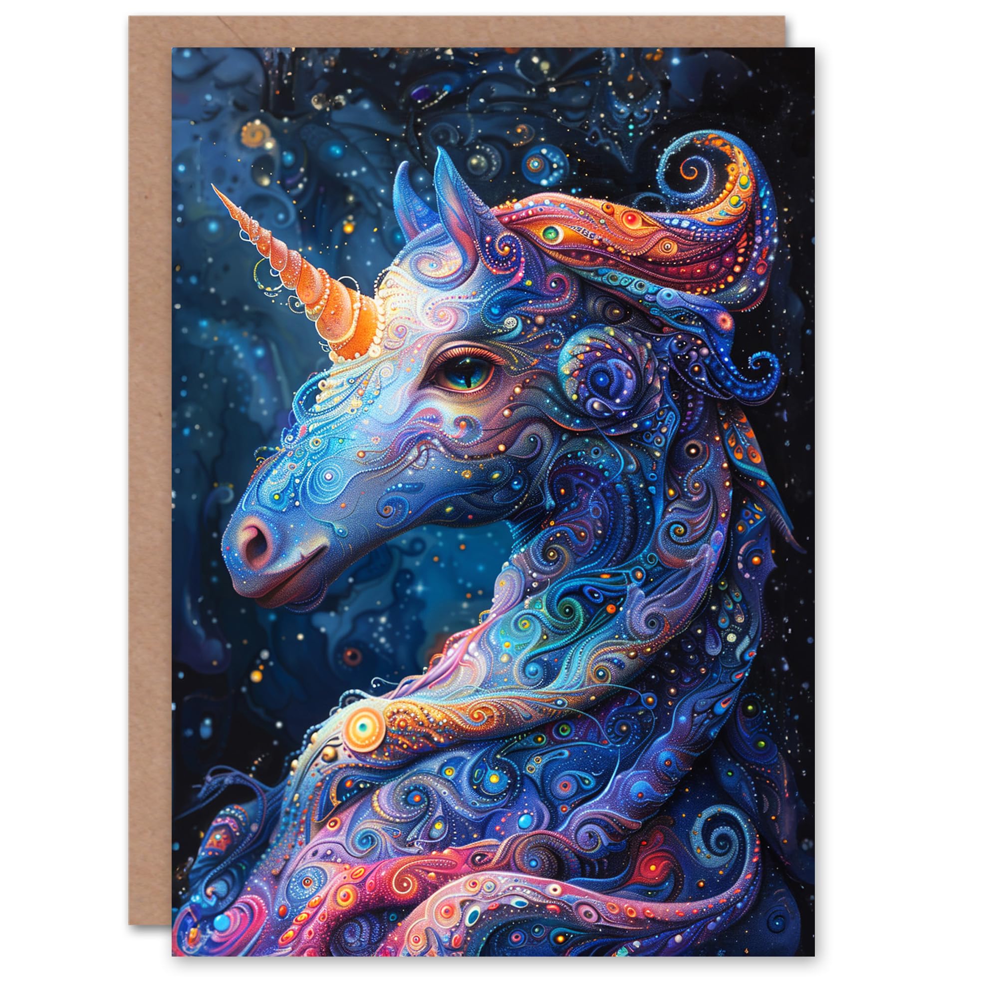 Artery8 Birthday Card Magical Luminous Unicorn Fantasy Art Kids For Son Daughter Girl Boy Kids Happy Card