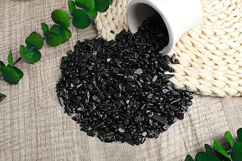 Miniatura 2 de ZHIYUXI Chips de cristal de obsidiana de 1 libra, decoraciones de pecera, rocas de acuario, piedras de grava, jarrón de grava, cristales para hacer
