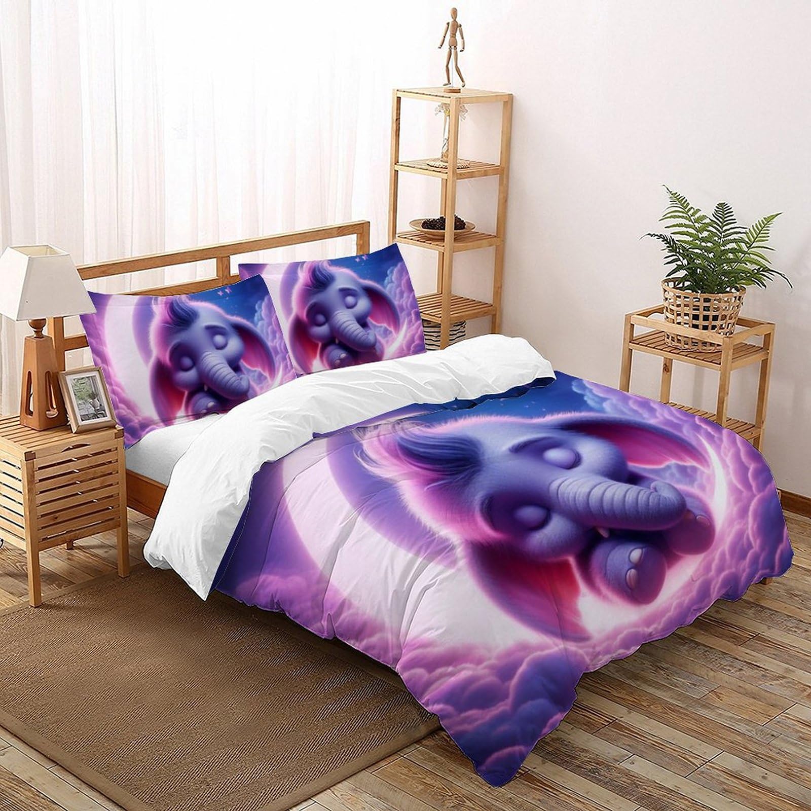 Housse de couette microfibre éléphant 220x240 avec zip durable