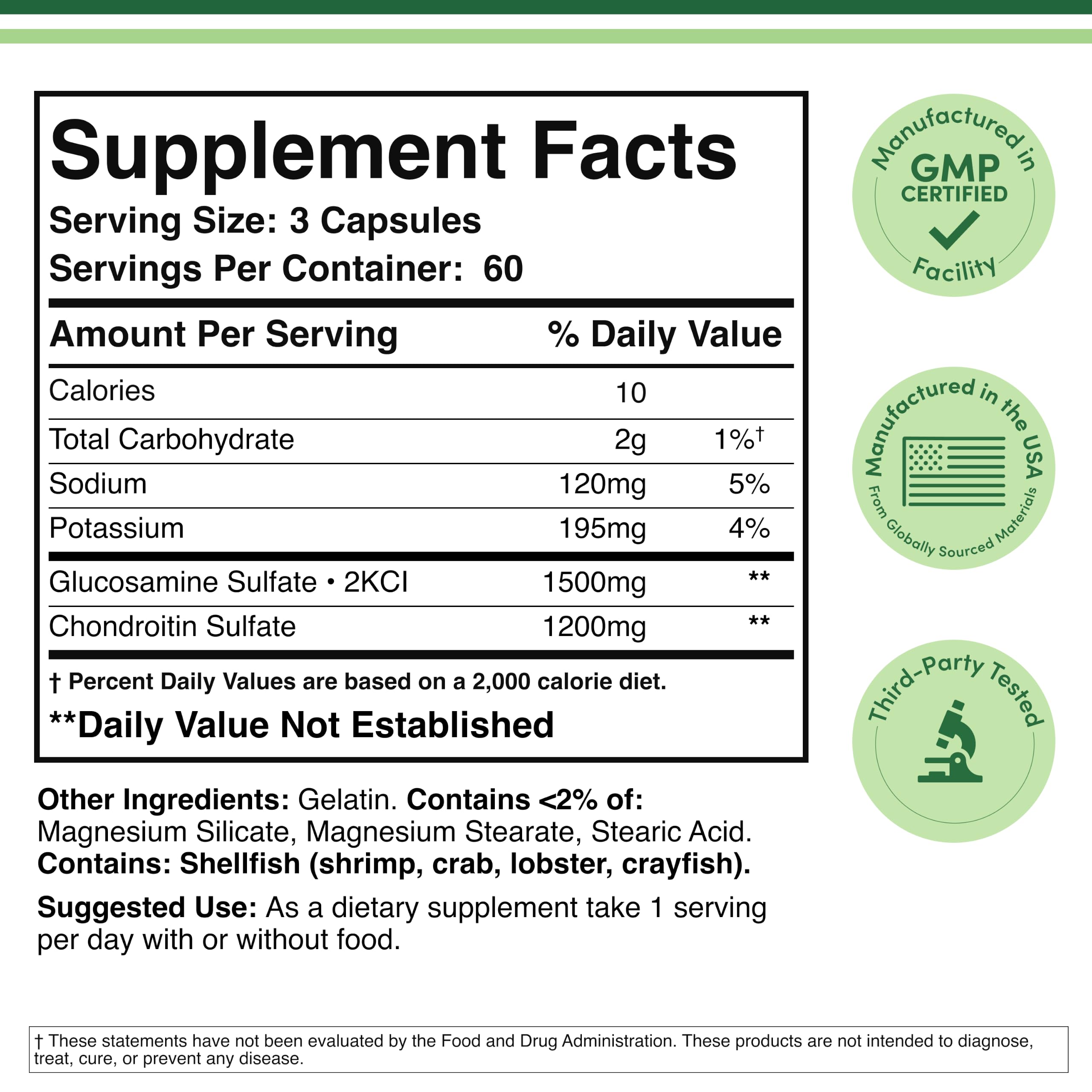 Glucosamine Chondroitin Sulfate, Joint Comfort, MSM-Free, 180 Tablets — Amazon image 8