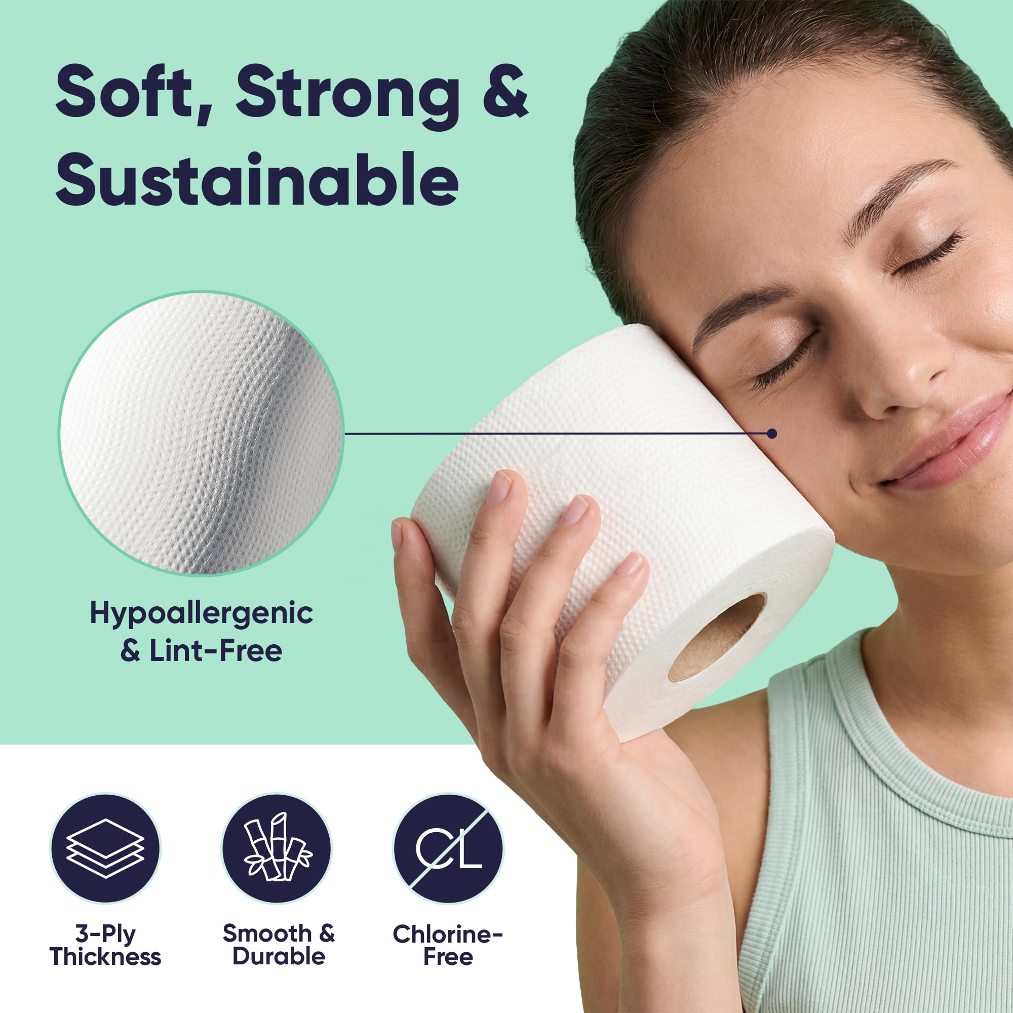 Save Trees Bambus Toilettenpapier - 12 Rollen Bio Toilettenpapier, 3-lagig, 300 Blatt pro Rolle - PFAS frei, FSC zertifiziert, plastikfrei, vegan & chemikalienfrei Bamboo TP