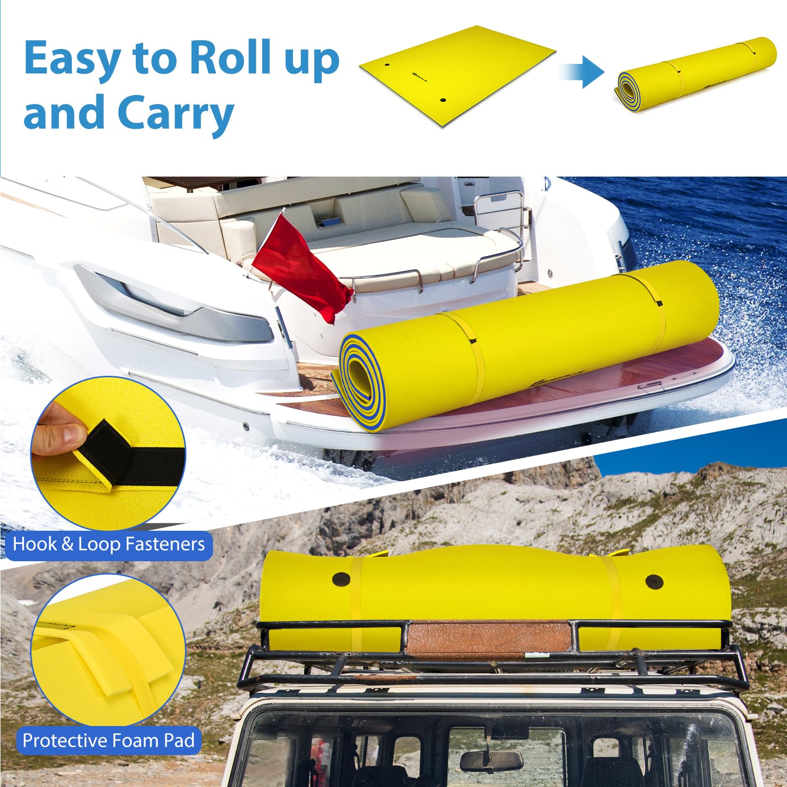 Homasis Colchoneta Piscina de 3 Capas de Espuma XPE con Diseño de Almohada, Flotador de Agua Enrollable, Esterilla Flotante para Mar, Playa, Océano
