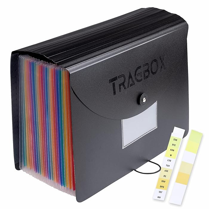 Buy Tragbox File Organiser Box 24 Pockets Document Organiser, Expanding