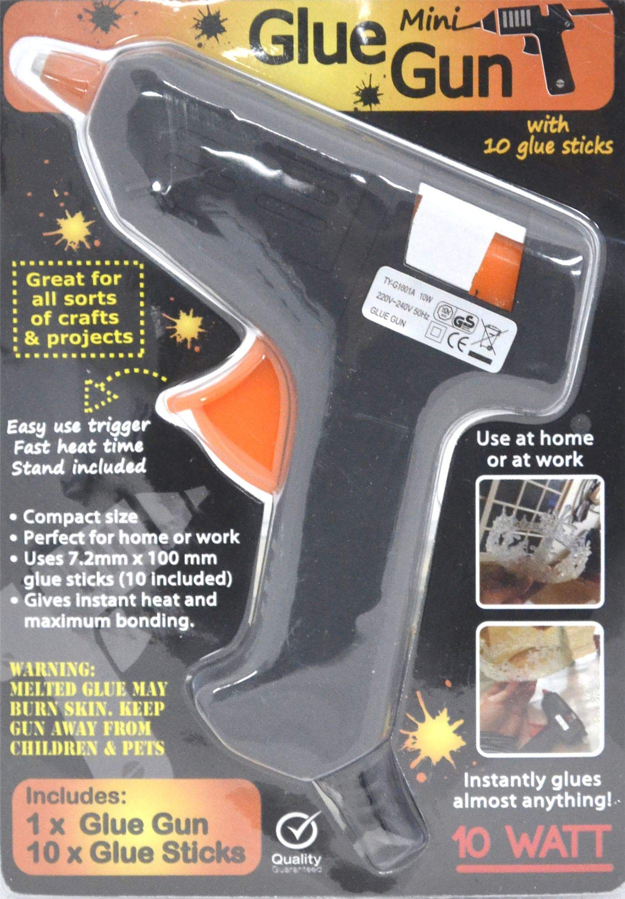 Shine Glue Gun With 10 Glue Sticks Great For Crafts & Projects School Home Office Use