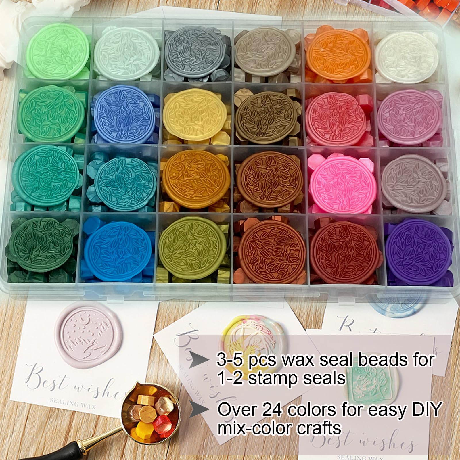 600 cuentas de sellado de cera de 24 colores, cuentas de cera de sellado surtidas para sellos de sellos, perlas blancas, moradas, negras, rojas, a granel para invitaciones de boda, sello