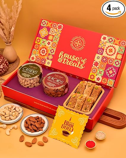Hyperfoods? Bhai Dooj Gift Set For Brother Bhai Dooj Gift Hamper For Brother Gift For Brother Bhai Dooj Tika Gift Hamper For Brother Sweets Gift Pack Dry Fruits Combo Pack Cashew Almond Alwar Mawa