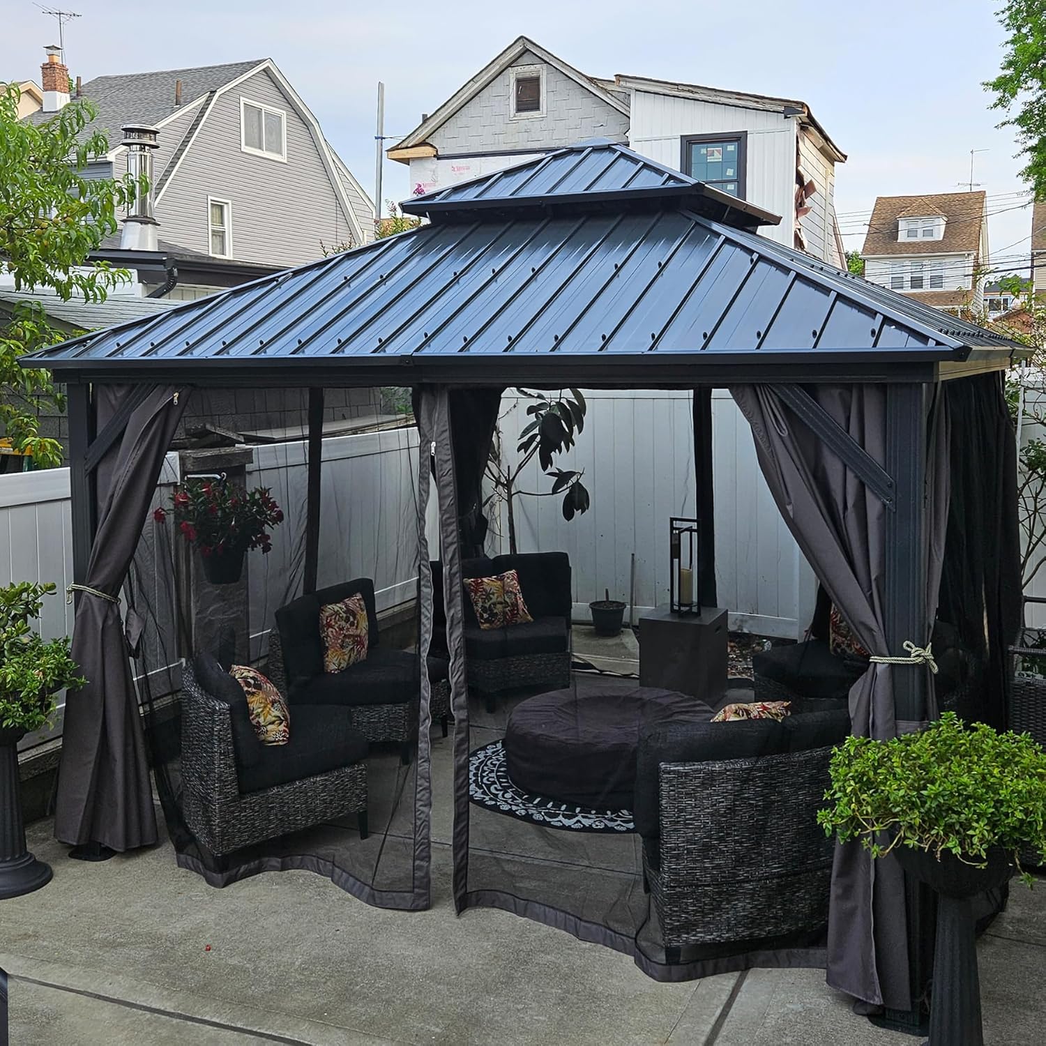 Domi Hardtop Gazebos 10x10FT, Aluminum Metal Gazebo with Galvanized ...