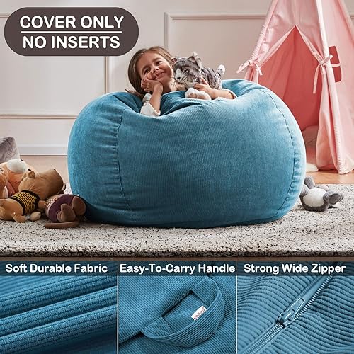 Miniatura 12 de Nobildonna - Funda para silla de puf (relleno sin relleno) de nido de pájaro para niños y adultos. Puf extra grande para almacenamiento de animales