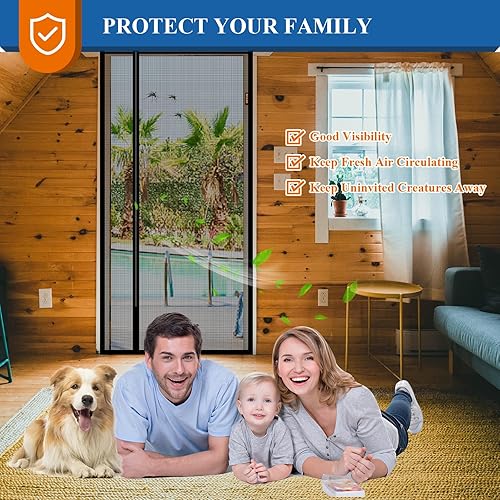 Miniatura 6 de Tela mosquitera para puerta de instalación magnética con apertura lateral izquierda, fibra de vidrio