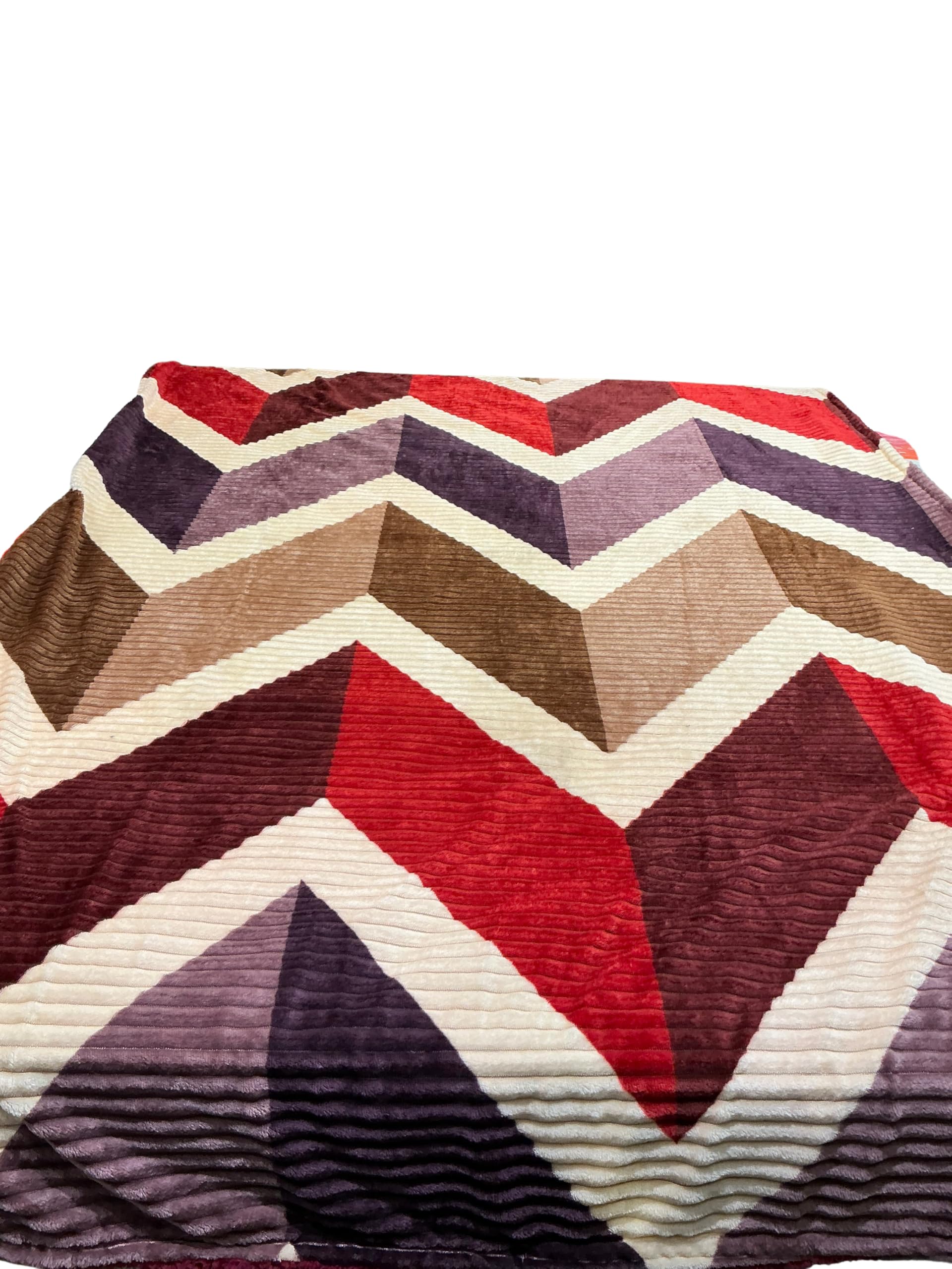 Geometric Chevron Velvet Duvet Cover, Multicolor, Single Bed, Zipper Closure, Soft Textured Quilt Cover-image-23