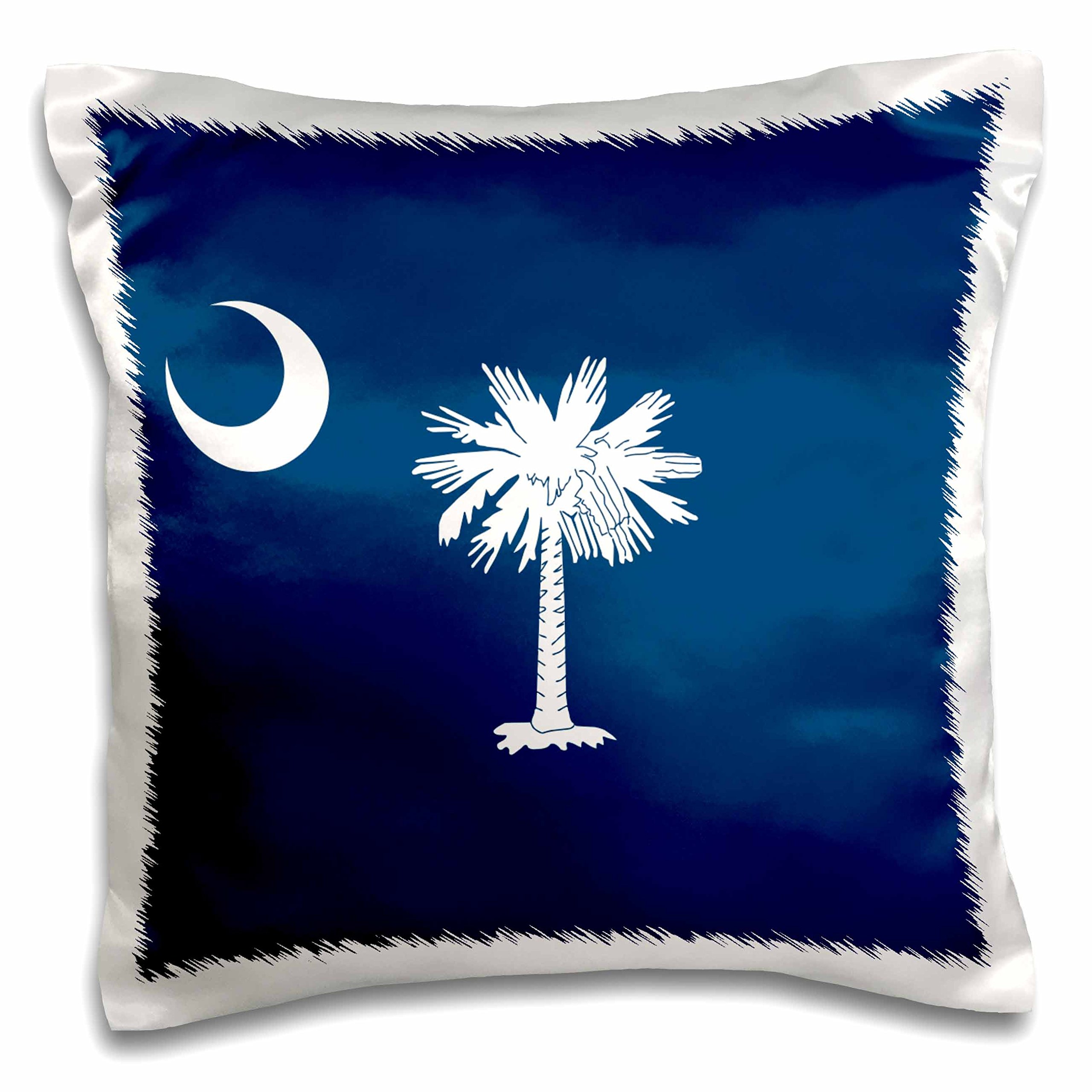 Pc_158433_1 Funda de almohada con diseño de bandera de Carolina del Sur SC Estados Unidos de América, Estados Unidos de América, uso de palmito blanco, azul índigo, 16 x 16 pulgadas 2