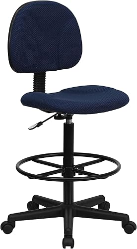 Flash Furniture Bruce - Silla de dibujo de tela estampada azul marino (Cilindros: 22.5''-27''H o 26''-30.5''H)