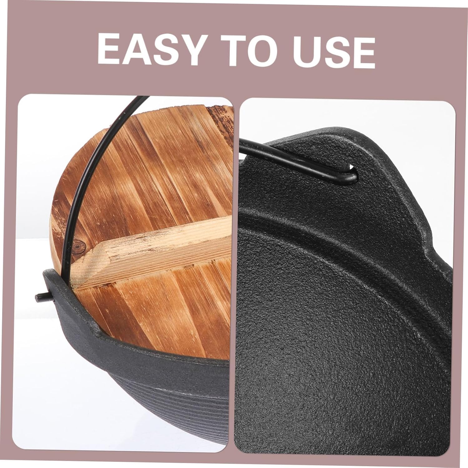 STOBAZA 2pcs Cast Iron Cooking Pot Lid for Pot Casserole Japanese Outdoor Camping Easy Wash Safe Healthy Material