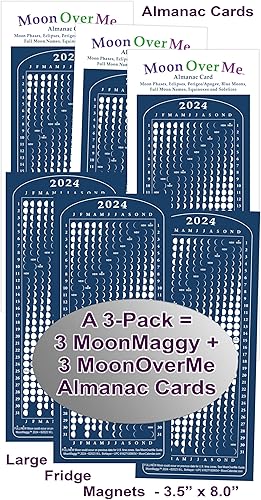 Miniatura 3 de Calendario lunar 2024, imán, MoonMaggy - 12 juegos, 12 calendarios magnéticos más 12 tarjetas de información de Almanaque Moon Over Me