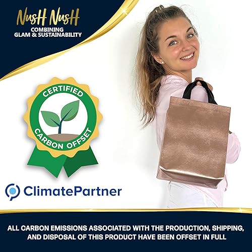 Miniatura 3 de Nush Nush Bolsas de regalo de oro rosa tamaño mediano  Juego de 12 bolsas de regalo reutilizables de oro rosa con asas  Bolsas de regalo de