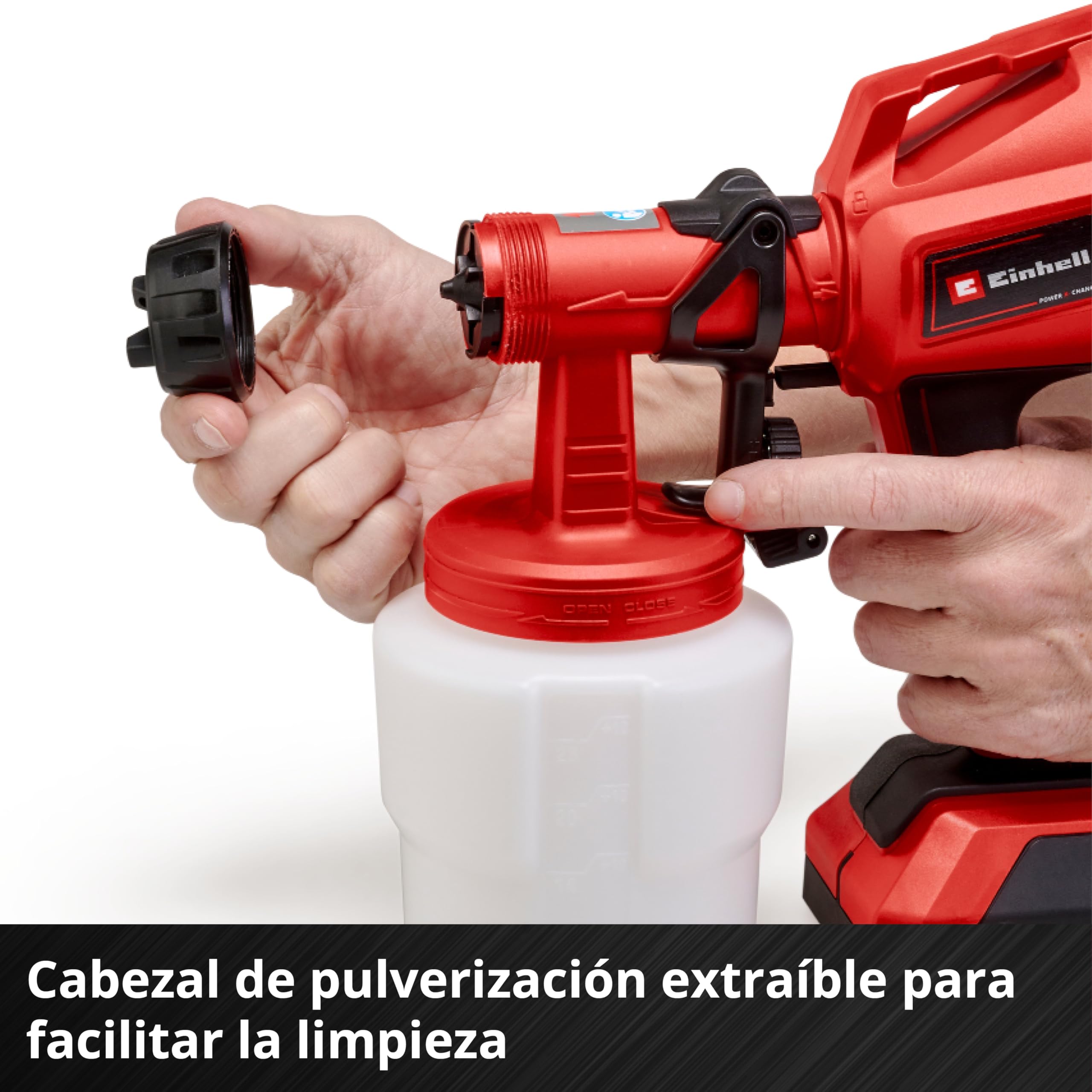 Einhell Sistema de pulverización de Pintura con batería TC-SY 18/60 Li-Solo Power X-Change (Iones de Li, 18V, Recipiente de Pintura 800 ml, Incl. Boquilla 2,0 y 2,5 mm, envío sin batería ni Cargador)