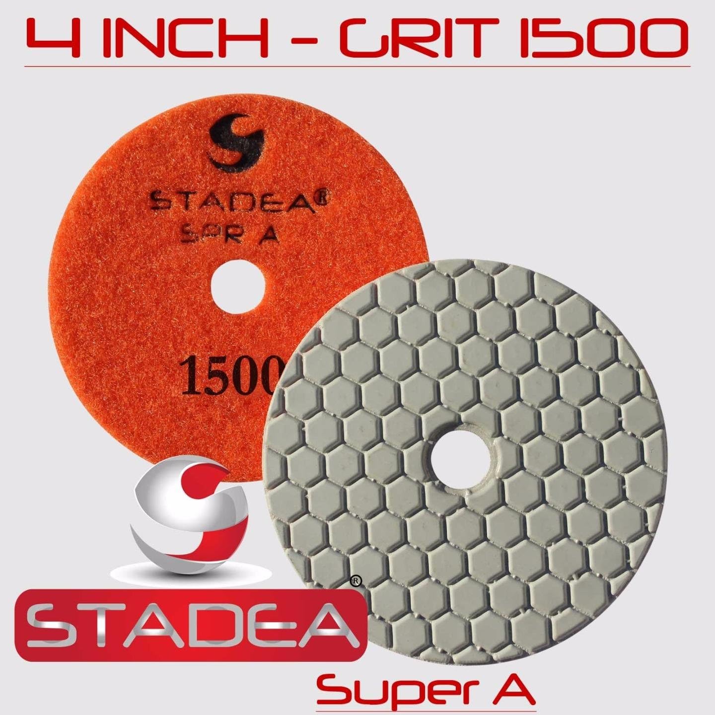 STADEA 4" Dry Diamond Polishing Pads for granite Marble Concrete Stone Granite Tile Polishing: 10 Pcs Set Grit 500