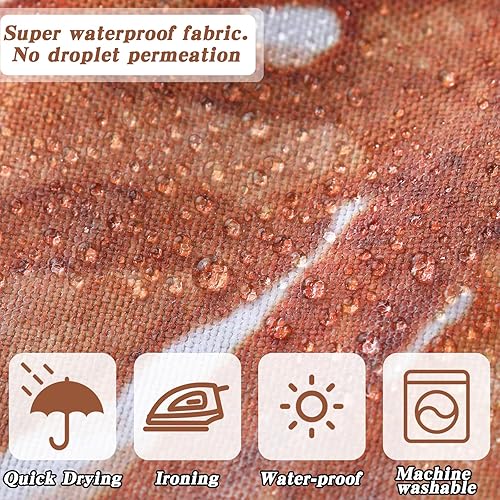 Miniatura 7 de Juego de 4 cortinas de ducha de otoño de 71 x 71 pulgadas, alfombras antideslizantes para tapa de inodoro y 12 ganchos, cortina de ducha de otoño