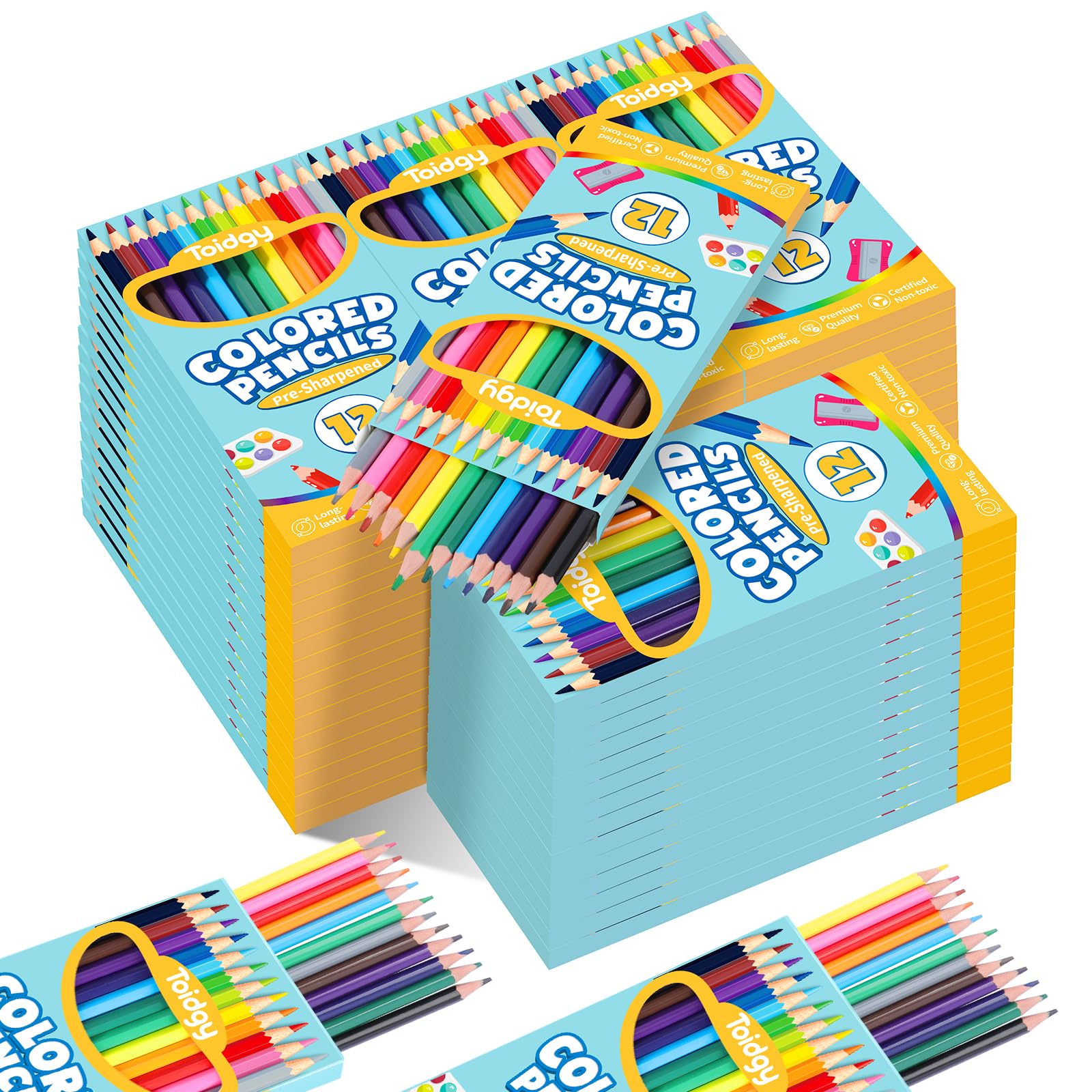 Buntstifte für Kinder, 720 Stück, 60 Packungen Buntstifte, Bulk 12 Farben, vorgespitzte Farbstifte für Erwachsene, Bulk-Schulbedarf für Lehrer, Schulbedarf, Klassenzimmerpreise