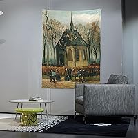 Vista 9 de Chitteri Vincent van gogh - Tapiz colgante de flores de almendra, 60 x 45 pulgadas, arte de pared de poliéster para decoración del hogar